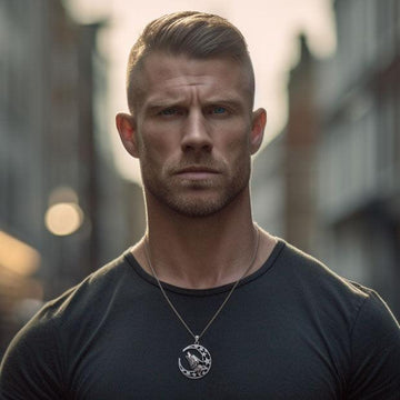 Baying wolf around the celestial beauty ~ Sterling Silver Jewelry Pendant TP831 - Jewelry